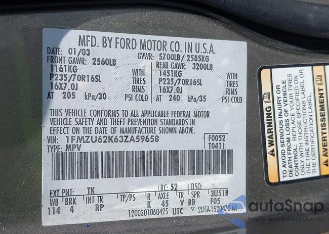 1FMZU62K63ZA59658: 42686944