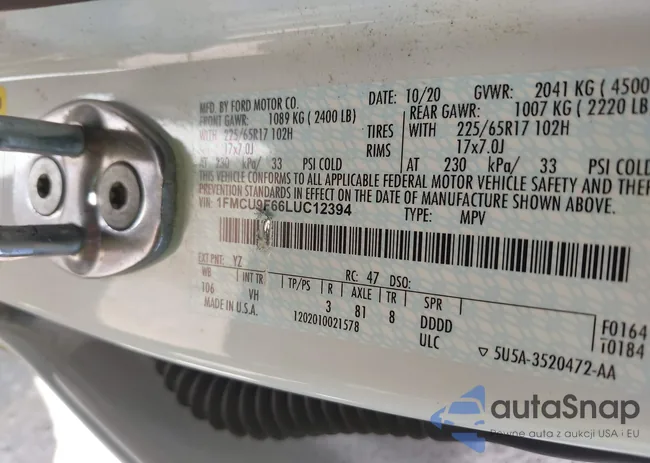 1FMCU9F66LUC12394: 42686965