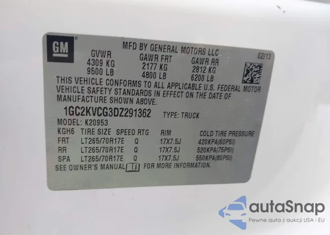 1GC2KVCG3DZ291362: 42687033