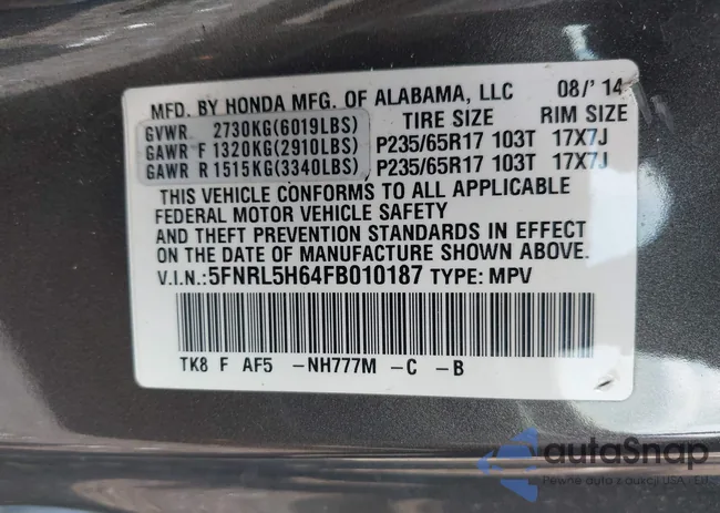 5FNRL5H64FB010187: 42687056