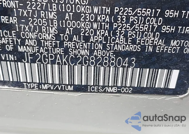 JF2GPAKC2G8288043: 42687232