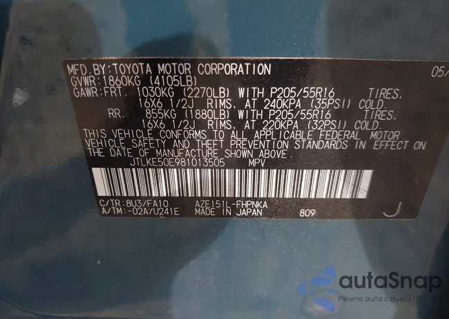 JTLKE50E981013505: 42687271