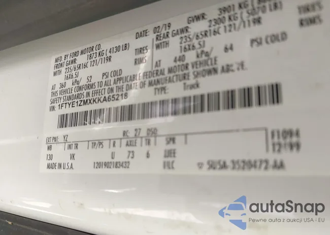 1FTYE1ZMXKKA65218: 42688419