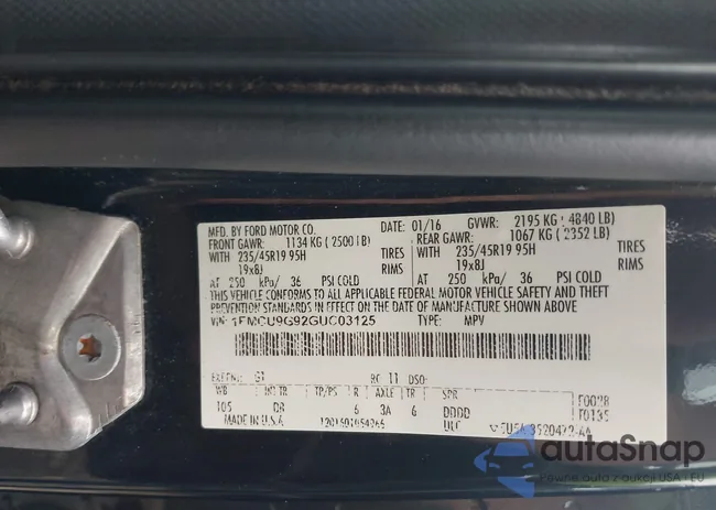 1FMCU9G92GUC03125: 42688540