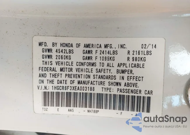 1HGCR6F3XEA003188: 42688576