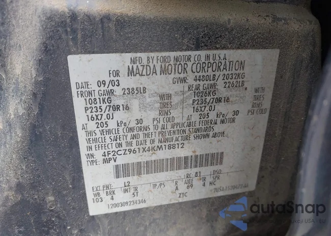 4F2CZ961X4KM18812: 42688588