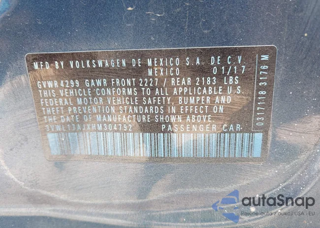 3VWL17AJXHM304792: 42688617