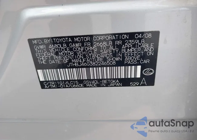 JTHBJ46G382246508: 42688837