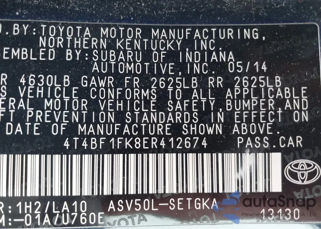 4T4BF1FK8ER412674: 42687929