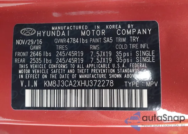 KM8J3CA2XHU372278: 42687987