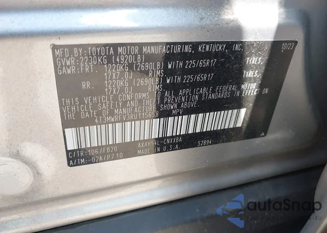 4T3MWRFV3RU115658: 42687992