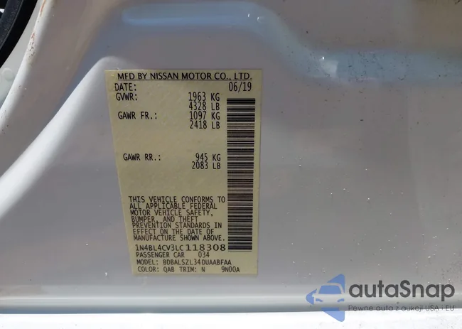 1N4BL4CV3LC118308: 42688043