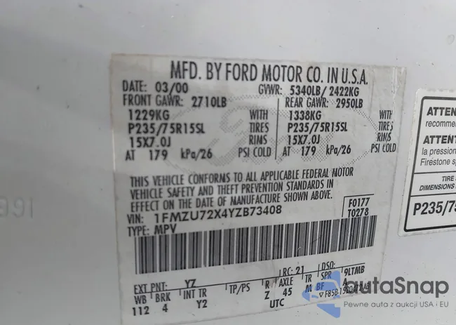 1FMZU72X4YZB73408: 42688070