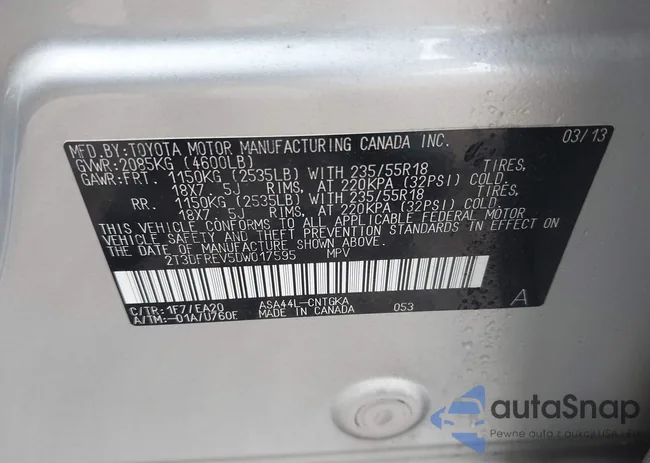 2T3DFREV5DW017595: 42688144