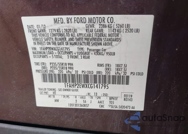 1FAHP2EWXCG141795: 42688269