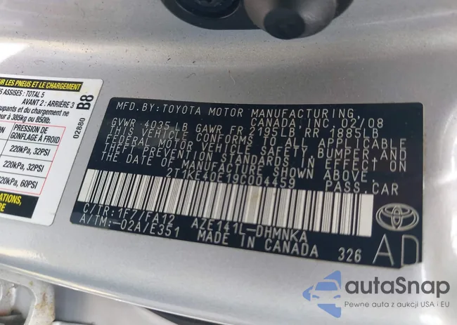 2T1KE40E19C004459: 42689276