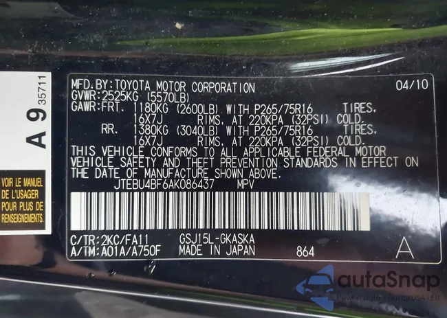 JTEBU4BF6AK086437: 42689281