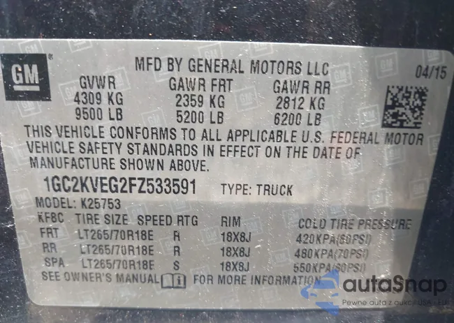 1GC2KVEG2FZ533591: 42689674