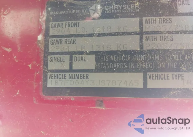 1B7FD04Y3JS787465: 42689700