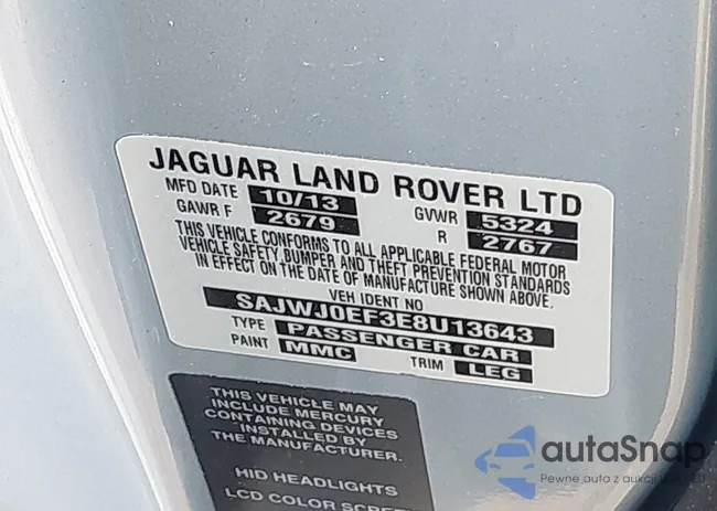 SAJWJ0EF3E8U13643: 42689727