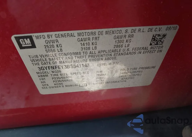 3GYFNFEY3BS541143: 42689024