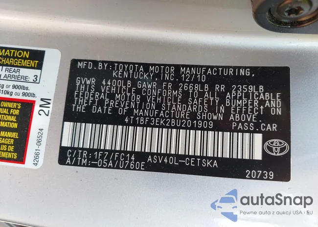 4T1BF3EK2BU201909: 42689134