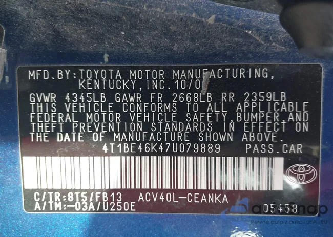 4T1BE46K47U079889: 42690311