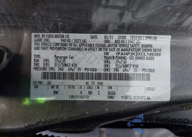 1FAHP3K2XCL149359: 42690401