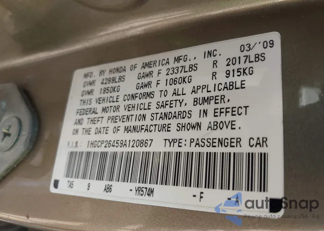 1HGCP26459A120867: 42690801