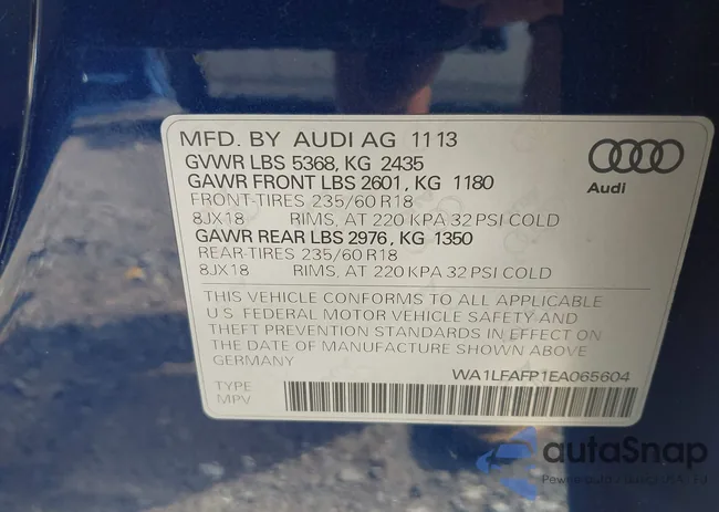 WA1LFAFP1EA065604: 42689878