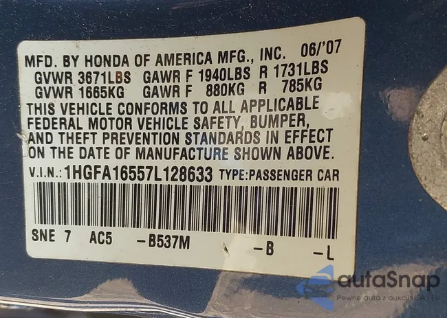 1HGFA16557L128633: 42689882