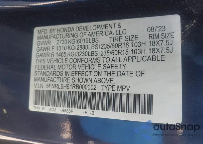 5FNRL6H61RB000002: 42689997