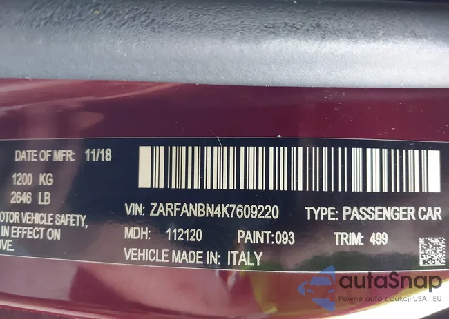 ZARFANBN4K7609220: 42690117