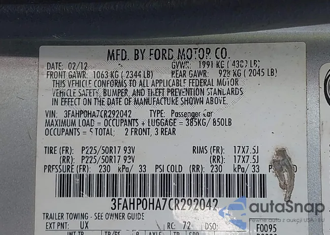 3FAHP0HA7CR292042: 42690128