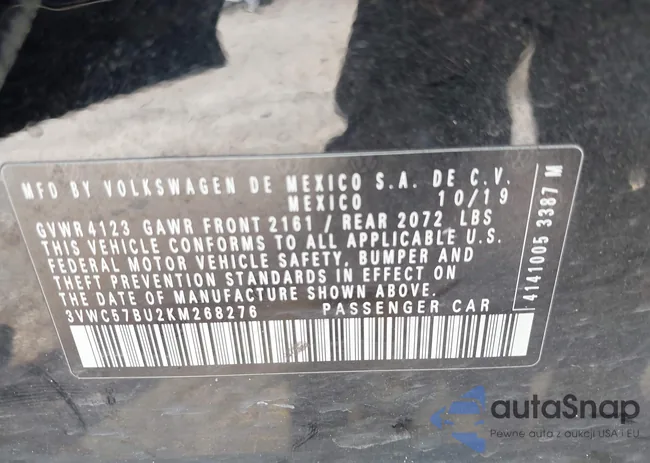 3VWC57BU2KM268276: 42691540