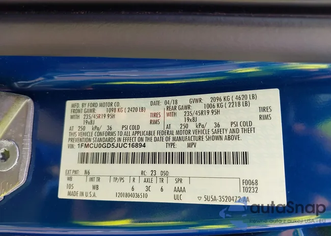 1FMCU0GD5JUC16894: 42691618