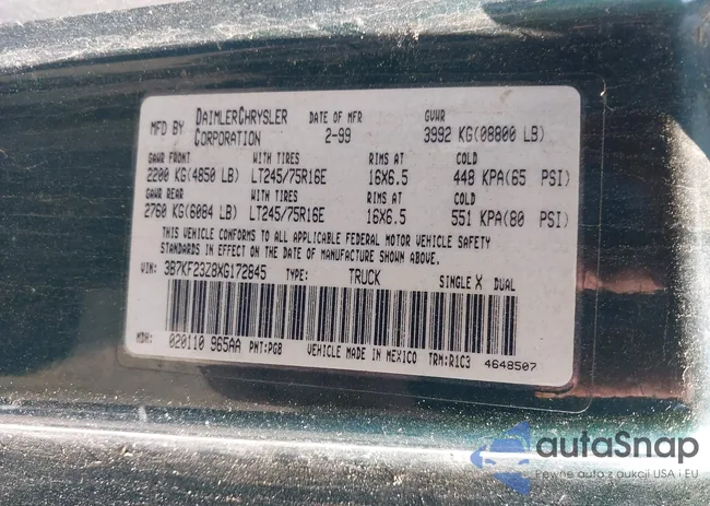 3B7KF23Z8XG172845: 42691760