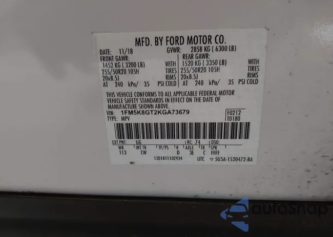 1FM5K8GT2KGA73679: 42691845