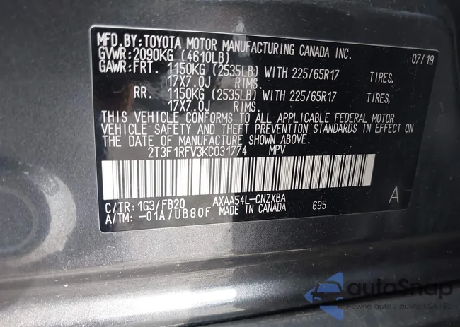 2T3F1RFV3KC031774: 42691873