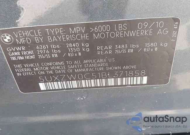 5UXZW0C51BL371858: 42692423