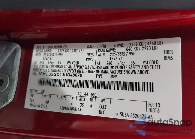 1FMCU9GD1JUD48670: 42692473