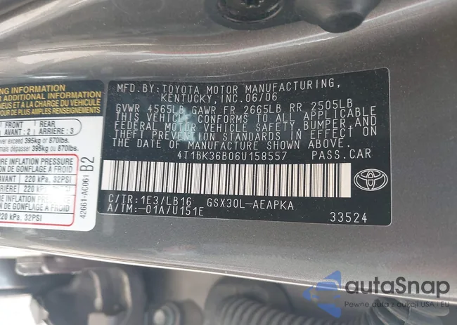 4T1BK36B06U158557: 42692494