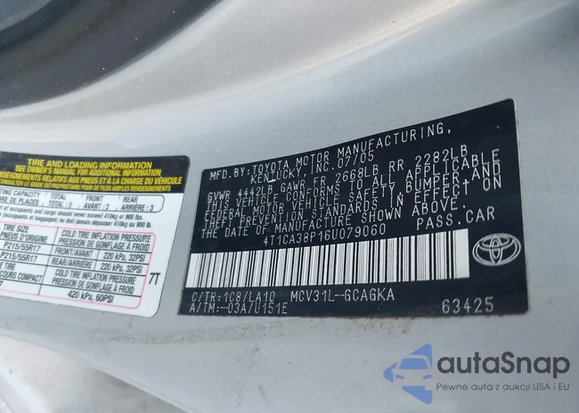 4T1CA38P16U079060: 42692604