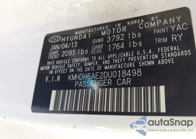 KMHDH6AE2DU018498: 42692618