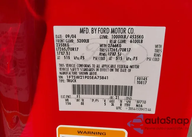 1FTSW21P05EA75841: 42692684