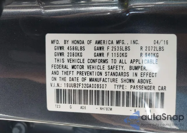 19UUB2F32GA009507: 42692710