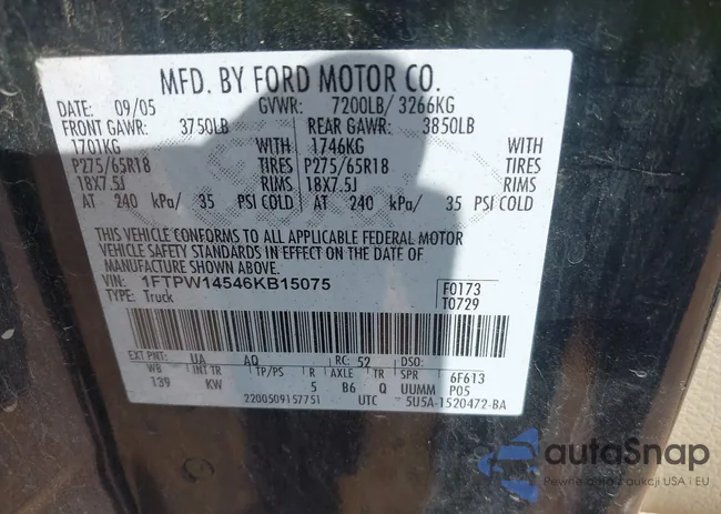 1FTPW14546KB15075: 42692712