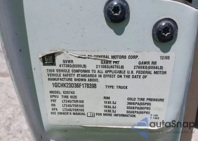 1GCHK23D36F178398: 42692716