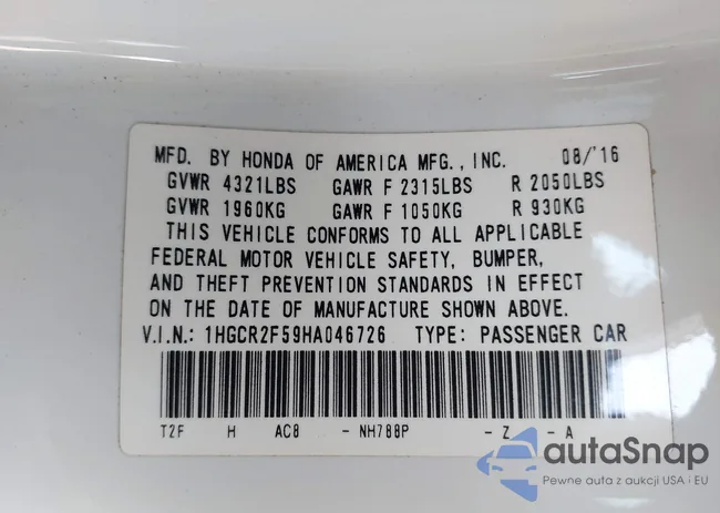 1HGCR2F59HA046726: 42692756