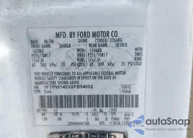 1FTPW145X6FB54052: 42691928